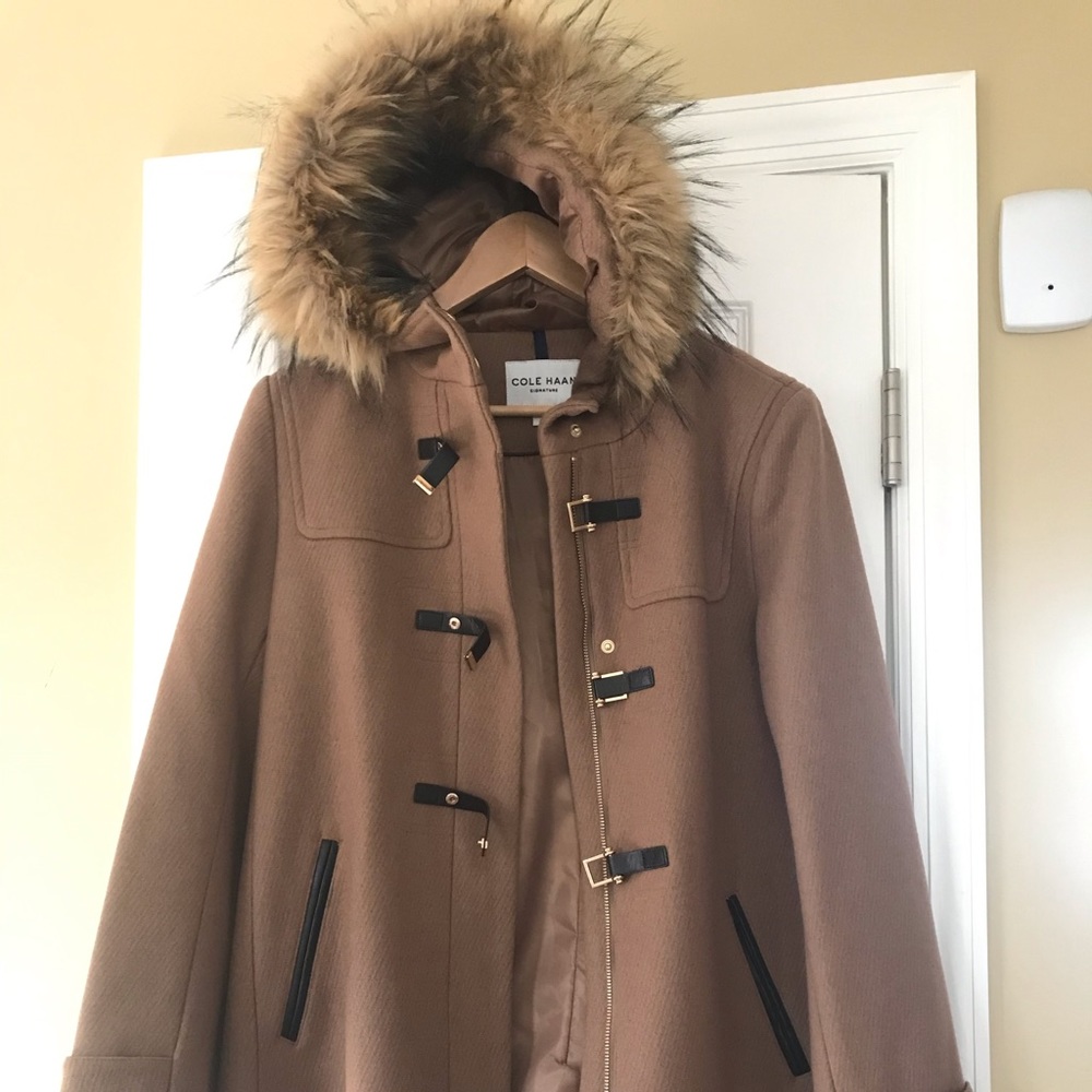 NWOT Cole Haan Toggle Hooded Coat